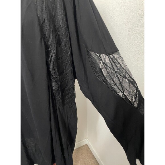 Nine West Womens Black Lace Sleeve Button Front Top Size 3X Witchy Goth Romantic - Picture 3 of 8